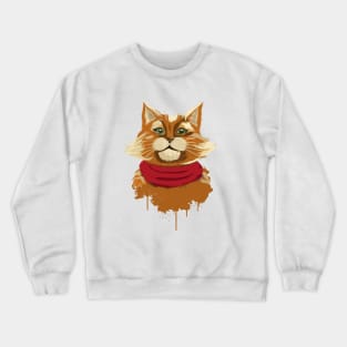 Cat in a Red Scarf Crewneck Sweatshirt